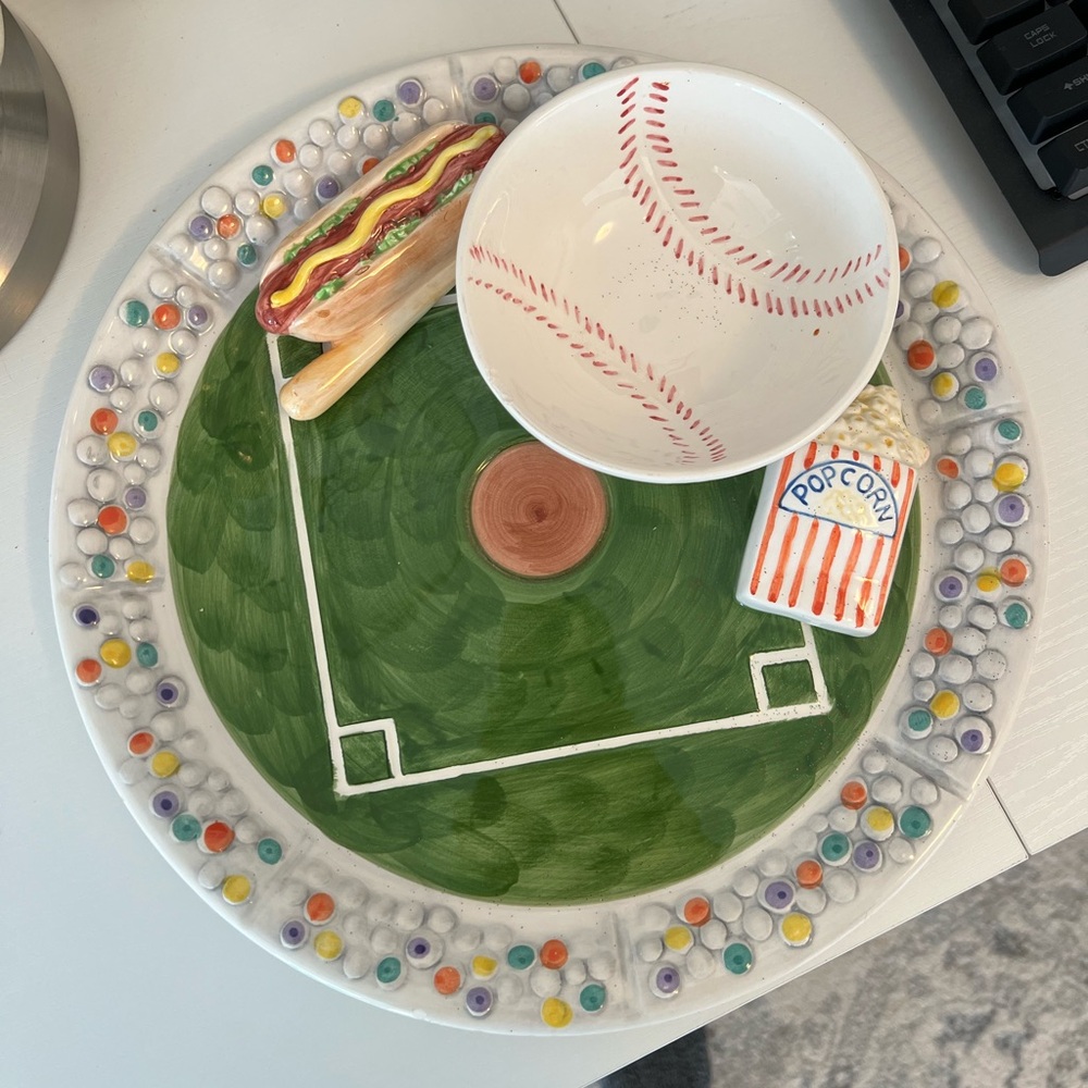 Baseball stadium chip and dip plate
